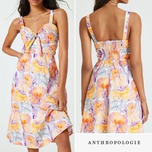 Anthropologie Cecilia Pettersson Tie-Front Midi Dress Yellow 14 NWT